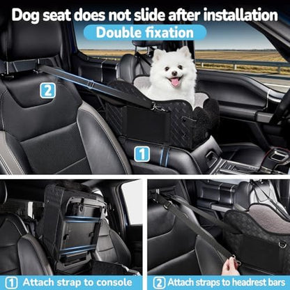 Center Console Dog Car Seat,Pet Puppy Middle Console Dog Car Seat for Small Dogs (Black, Small) - Image 5