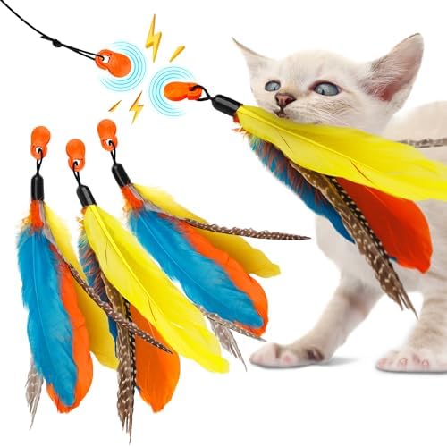 Cat Amazing Snatch Feathers Replacement Pack - 3 Magnetic Feather Attachments for The Snatch Magnetic Wand - Cat Toy Feathers – Cats Can Really Catch! by CatAmazing
