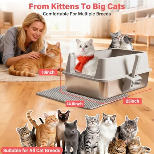 Stainless Steel Litter Box, Extra Large Metal Cat Litter Box for Big Cats - Image 2
