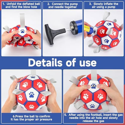 Diman Small Dog Toys, 5 Inch Dog Balls, Soccer Ball for Dogs with Straps - Image 6