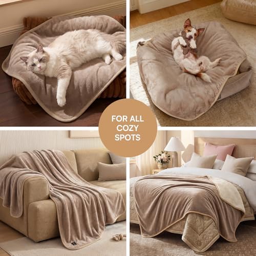 Luciphia Waterproof Pet Blanket, Washable Reversible Sherpa Fleece Throw - Image 5