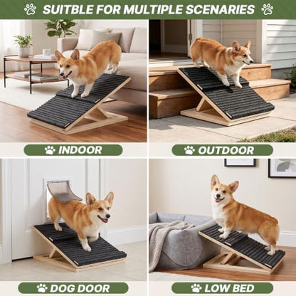 Dog Ramp for Stairs, Foldable Wooden Dog Stair Ramp with Triangular Support - Image 7