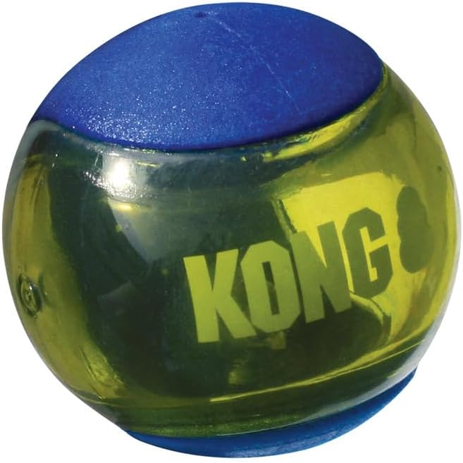 KONG Squeezz Action Ball Dog Toy – Durable Bouncy Ball with Built-in Squeaker – Great for Fetch & Chewers – Stimulates Play & Exercise (Blue, Medium (6 Pack))