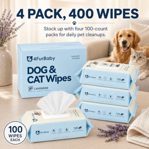 8" x 8" Dog Wipes for Paws and Butt, Lavender, 400 Count - Image 3