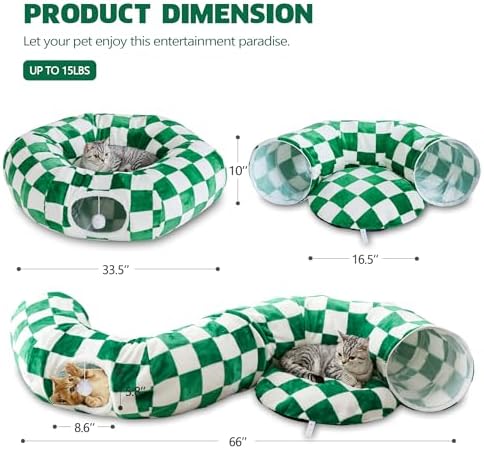 Cute Round Cat Tunnel for Indoor Cats, Green/White - Image 6