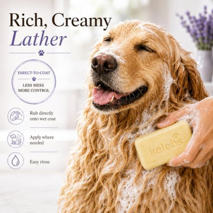 Kelebs Dog Shampoo | Allergies and itching | Dog Shampoo for Sensitive Skin | All Natural Dog Soap Bar with Lavender Oil & Oatmeal | Puppy Shampoo | No Plastic Vegan | 3PCS - Image 6