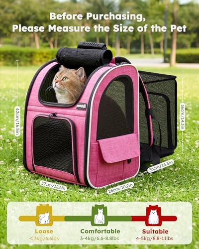 pecute Cat Backpack Extendable, Cat Carrier Backpack with Breathable Window - Image 2