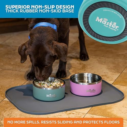 Master Pet Supply Stainless Steel Dog Bowls 32 oz Heavy Duty Aqua Sky - Image 5