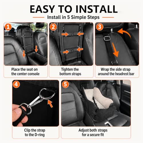 Center Console Dog Car Seat for Small Dogs up to 12 lbs - Image 6