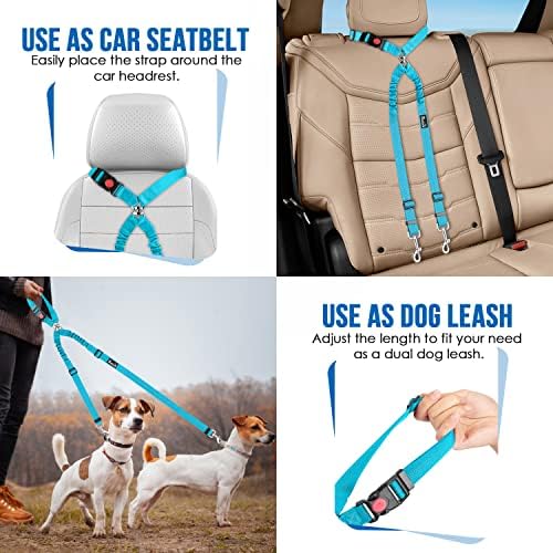 Lukovee Double Dog Car Seat Belt, No Tangle Headrest Restraint - Image 6