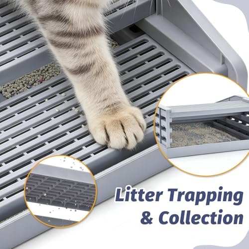 Cat Litter Box Steps, Adjustable 4-Layer, 12.5x16.5x5.5in, Grey - Image 4