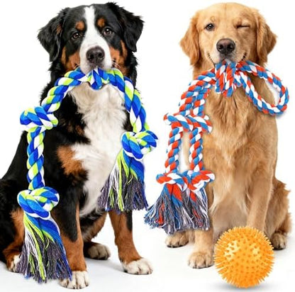 Tough Dog Toys for Aggressive Chewers – 3 Pack Tough Chew Toys for Large Dogs, Strong Rope Toys Ideal for Tug-of-War & Teeth Cleaning by PatsFran
