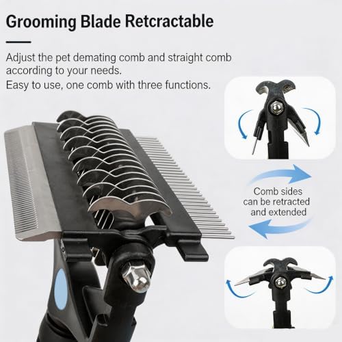 3-in-1 Pet Grooming Tool Dematting Comb Undercoat Rake Deshedding Brush - Image 3
