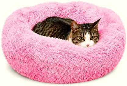 Whiskers & Friends Cat Beds for Indoor Cats, Fluffy Pink Cat Bed Small Dog by WhiskersFriends