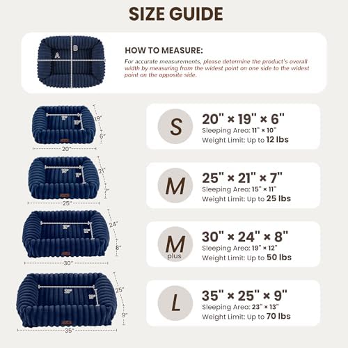 Washable Dog Bed Small Medium Size Dog, Rectangle Orthopedic Pet Bed for Car and Indoor,Fluffy Memory Foam Dog Beds with Anti-Slip Bottom,25 x21 x8 Inches,Navy - Image 7