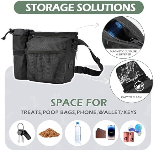 Dog Treat Training Pouch Built-in Poop Bag & Side Pocket Dispenser - Image 5