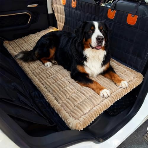 Backseat Pet Bed Mat Dog Bed for Car Deluxe Dog Seat Covers Non-Slip Travel Pet Mat Fit for Backseat Extenders Car Seat Protector (Brown, for Truck/Large SUVs（56.3"x28.7") - Image 2