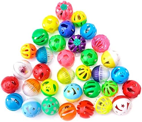 CHIWAVA 48PCS Plastic Noisy Cat Toy Ball with Bell Kitten Chase Toys 8 Type - Image 4