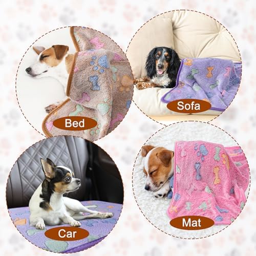1 Pack 3 Blankets for Dog Puppy Cat (Small 23x16'', Purple, Pink, Brown) - Image 4