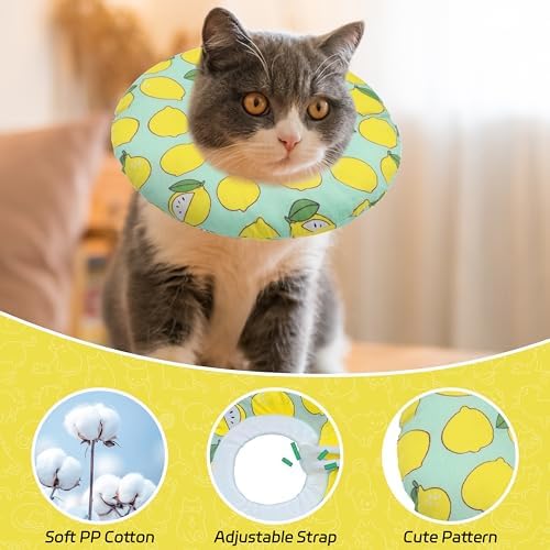 Seyezo Cat Cone Collar Soft, Adjustable Cat Recovery Collars, Green Lemon L - Image 3