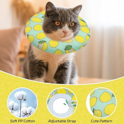 Seyezo Cat Cone Collar Soft, Adjustable Cat Recovery Collars, Green Lemon L - Image 3