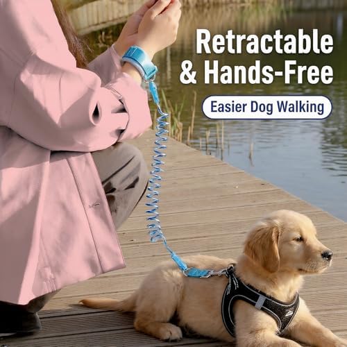 Retractable Dog Leash Hands Free No Tangle Reflective 22lbs Blue - Image 4
