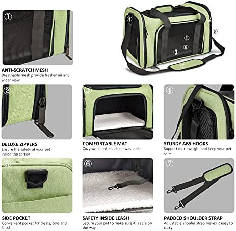 Henkelion Large Cat Carriers Dog Carrier Pet Carrier for Large Cats Dogs Puppies up to 25Lbs, Big Dog Carrier Soft Sided, Collapsible Travel Puppy Carrier - Large - Green - Image 3