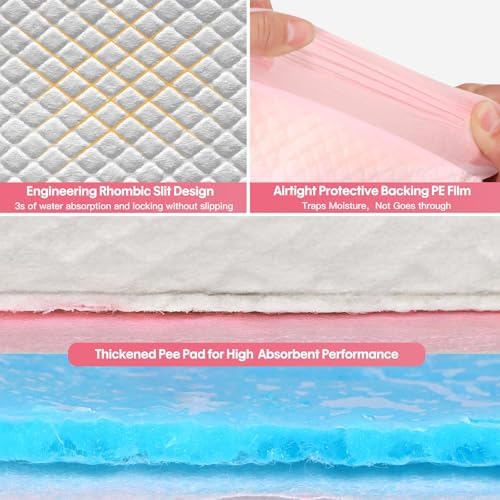 BinetGo Pink Disposable Pee Pads for Dogs, 40 Count 24” x 24” Large Wee Wee Pads for Urine, Extra Absorbent Unscented Puppy Pads, Pet Training Pads for Dogs, Pink Doggy Pee Pads for Indoors - Image 6