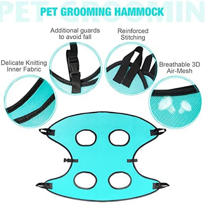 ATESON Dog Grooming Hammock - Upgrade Pet Grooming Harness for Nail Trimming (L 50lb), Dog Sling for Nail Clipping, Dog Hanging Holder Hanger for Cutting Nail with Nail Clippers - Image 4