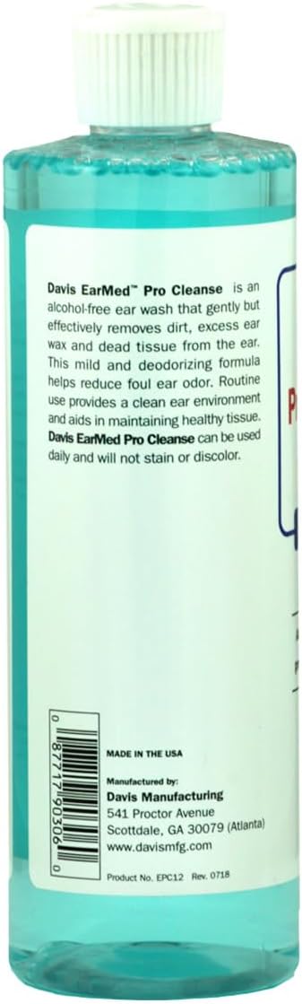 Davis EarMed ProCleanse Dog & Cat Ear Cleaner – Gentle Ear Wash for Dogs & Cats, Helps Remove Wax, Dirt & Odor, Soothes Itchy Ears, Routine Ear Care Solution