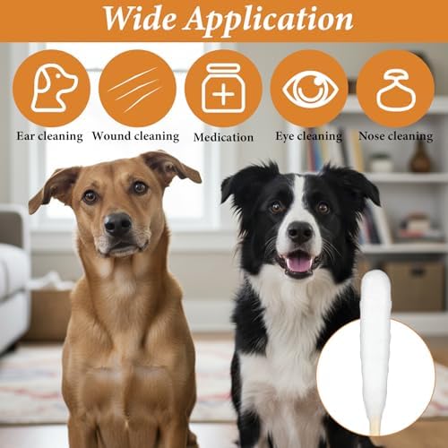100 PCS Long Cotton Swabs for Dog Ears, 6-Inch Large Cotton Ear Swabs for Cleaning Dog Ears, Extra-Long Handle Ear Picks for Pet Cleaner Care, Long Swab for Cleaning - Image 5