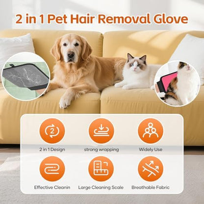 Dual-Sided Pet Hair Removal Glove, Pet Hair Remover with Adjustable Wrist Strap, Soft Silicone Shedding Brush for Dogs & Cats, Pet Hair Gloves for Couch, Carpet, Clothing (Pink) - Image 7