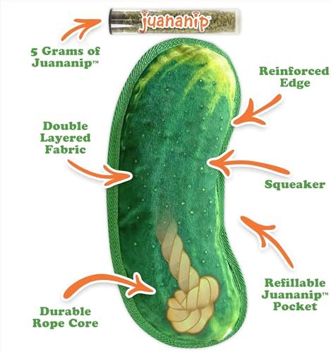Doggijuana Tuffer Chewer Plush Dog Toy, Dill Pickle | Squeaky Refillable - Image 5