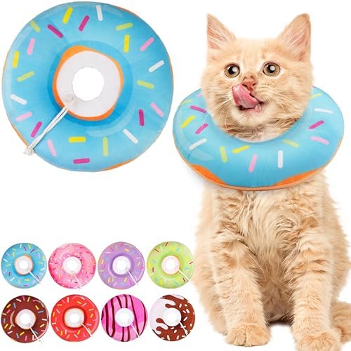 Cat Cone Collar Soft, Cute Cat Donut Collar After Surgery, Adjustable Kitten Recovery Cones to Stop Licking, Lightweight Neck Elizabethan Collars for Cats Kittens (Blue, Small) by Unknown
