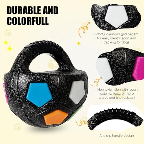 Dog Toy Ball with Handle, Toss and Fetch Play, Interactive Ball for Dogs Playing, Squeaky Floating (2pc) - Image 3