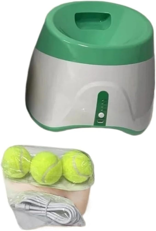 Dog Launcher Automatic Toy Tennis Throwing Pinball Machine Fun Interactive Throw Rechargable Catapult USB Charging(Dark Green)