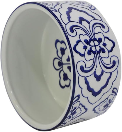 Blue & White Porcelaine Dog Bowls, Non Slip 6" Ceramic Cat Food and Water Bowls, Pets Breed Dogs Dish for Middle and Small Dogs Puppy,Dishwasher & Microwave Safe, 27 OZ or 3.5 Cups