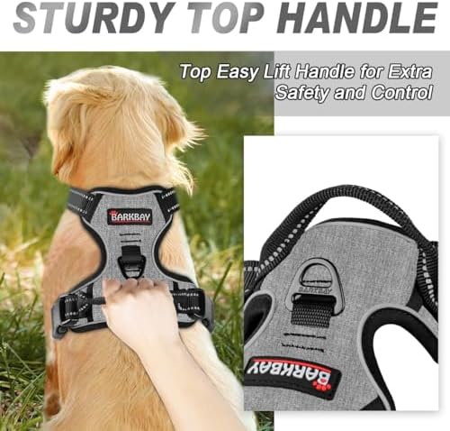 BARKBAY No Pull Dog Harness Front Clip Heavy Duty Reflective Easy Control Handle for Large Dog Walking(Flint Gray,L) - Image 3