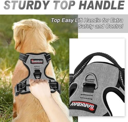 BARKBAY No Pull Dog Harness Front Clip Heavy Duty Reflective Easy Control Handle for Large Dog Walking(Flint Gray,L) - Image 3