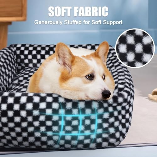 Dog Car Seat for Small Dogs,Medium Dog Car Bed with Detachable Washable Cover,Pet Puppy Booster Cars Seats with Safety Belt Up to 30 lbs(Grid Black) - Image 6