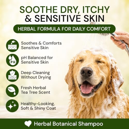 Grooming Natural Herbal Dog Shampoo, pH Balanced Shampoo for Dogs, Moisturizing Soothing Dog Shampoo for Sensitive Skin - 26.4 fl. oz. - Image 4