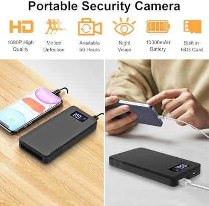 1080P Power Bank Video Recorder, Portable Camera with Motion Detection and Night Vision, Loop Recording Small Security Cam for Home Office Meeting, No WiFi Function - Image 2