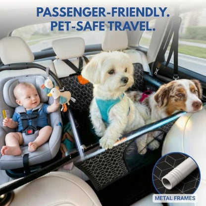 Dog Car Seat for Large Medium Dogs, Back Seat Extender for Pets with Hard Bottom, Waterproof Dog Seat Cover with 3 Mesh Windows, Removable Fleece Mat for Cars SUVs Trucks - Image 3