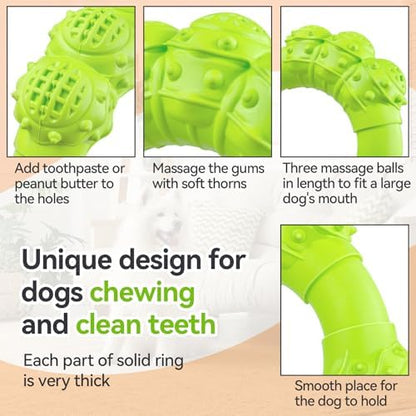 Indestructible Dog Chew Toys for Aggressive Chewers, Super Chewer Toys for Medium Large Dogs, Interactive Ring Toy, Heavy Duty Teething Toys - Image 4