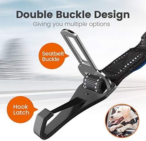 IOKHEIRA Dog Seatbelt, Updated Adjustable Harness Reflective Bungee Dog Car Seat Belt with Aviation Aluminum Alloy Rotatable Carabiner, Hook & Buckle - Image 2