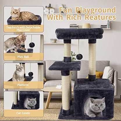 Cute Cat Tree Kitten Cat Tower Condo Cat Furniture Sisal Scratching Posts D - Image 5