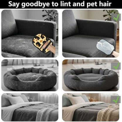 Black Cat Eating Pizza Food Yellow Pet Hair Removal Glove For Cats Dogs - Image 4