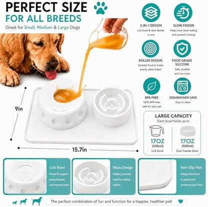 2 in 1 Silicone Slow Feeder Dog Bowl & Lick Bowl,Pet Feeding Bowl - Image 2