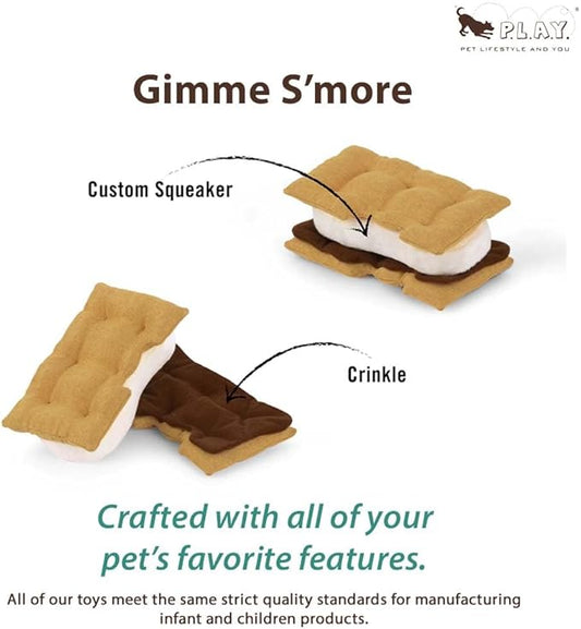 P.L.A.Y. Cute Dog Toys - Camping Themed Durable Squeaker Chew Toy, Great for Puppies & All Dog Breeds - Machine Washable, Recycled Materials (S'more)