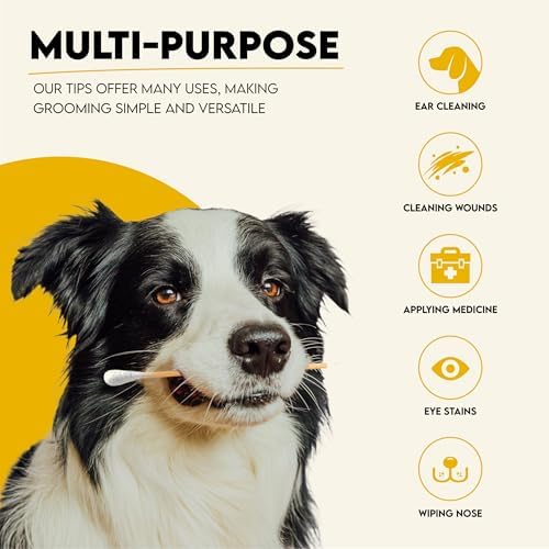 6-Inch Long Cotton Tips for Cleaning Dogs' Ears | Extra-Long Cotton Swabs for Dog Ear Cleaning | Eco-Friendly Dog Ear Swabs & Pads | Organic Bamboo & Cotton | 100-Pack - Image 2